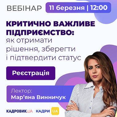 Вебінар «Критично важливе підприємство: як отримати рішення, зберегти і підтвердити статус»